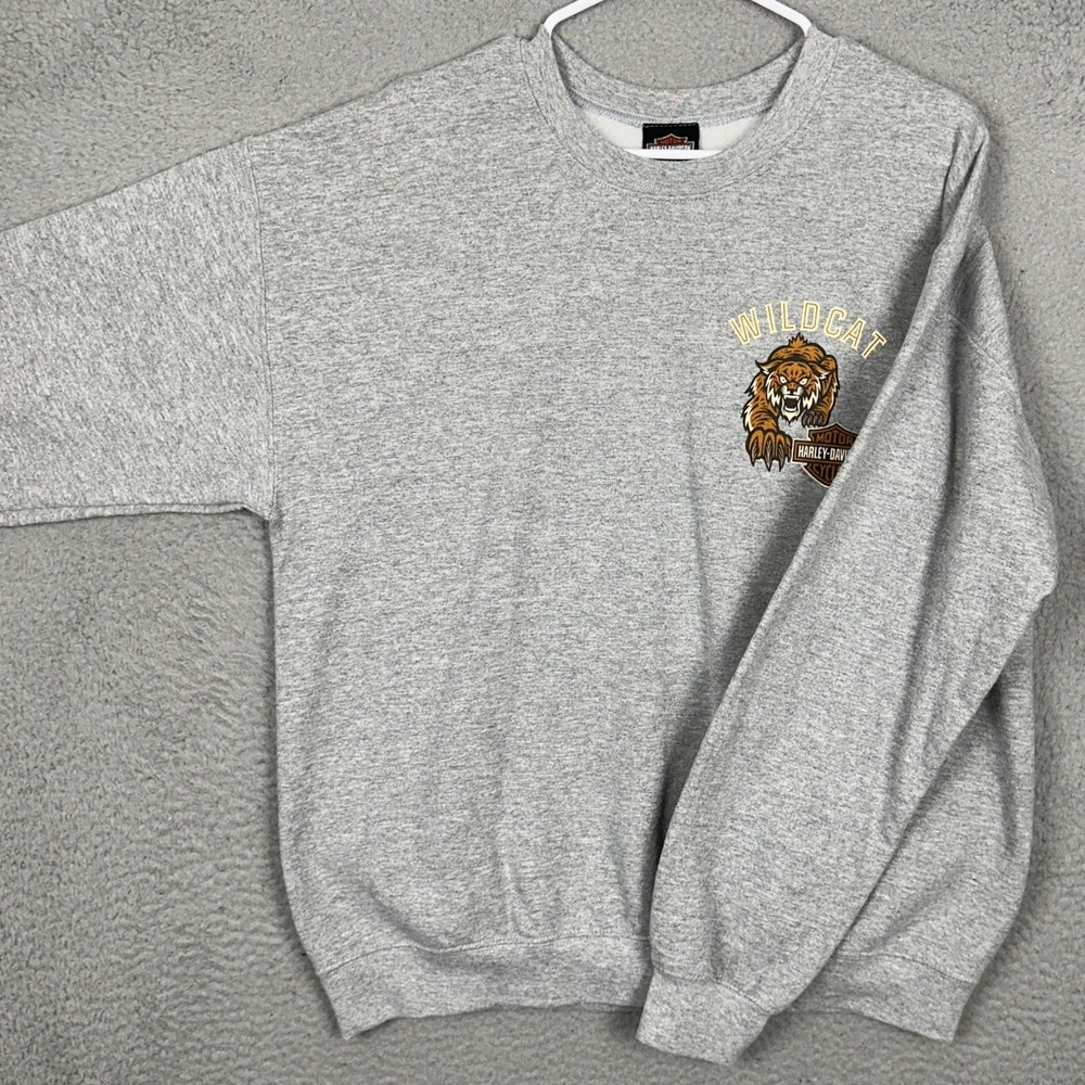 Harley-Davidson Sweatshirt Mens Large Gray Wildcat London Kentucky Graphic EUC